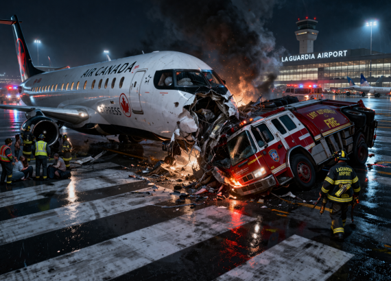 ला गार्डिया रनवेमा विमान दुर्घटना, दुईको  मृत्यु, ४२ यात्रु घाइते